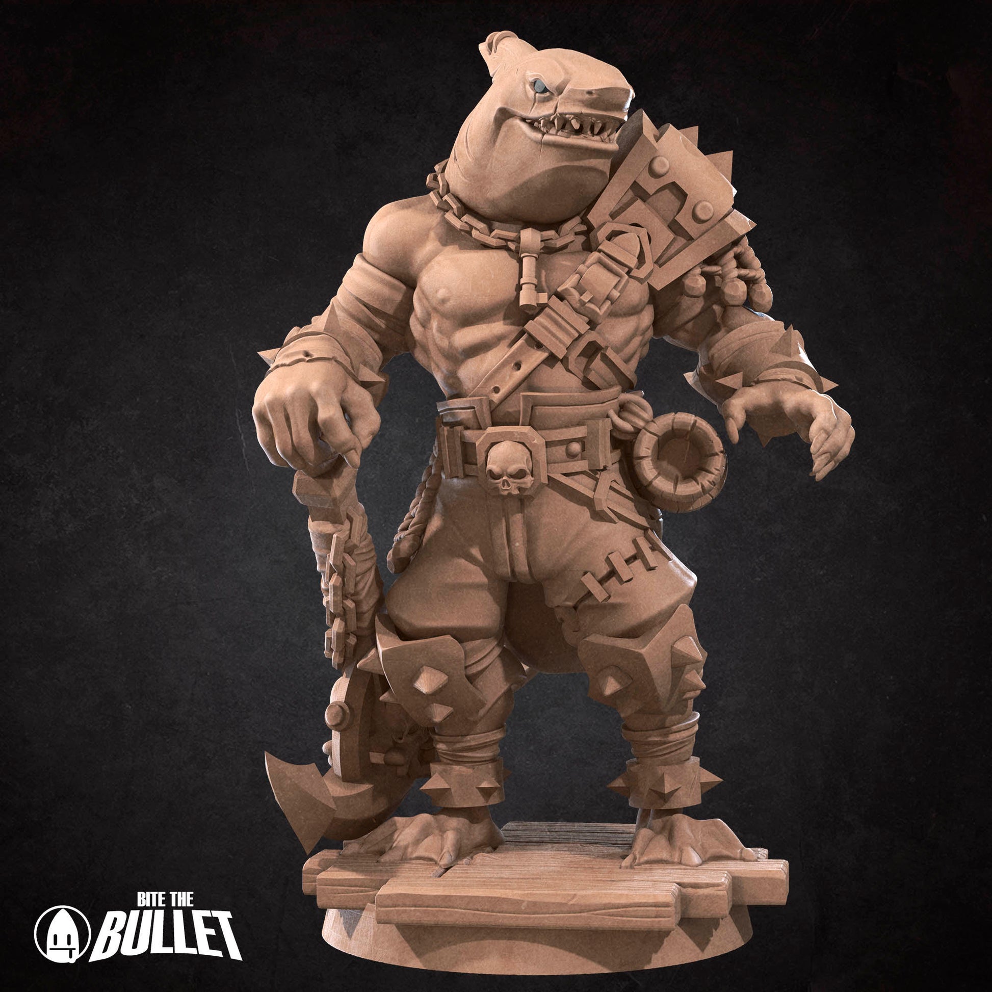 Sharkfolk Bandit Boss | Bite The Bullet | Bullet Town Fishing Village | 35mm Scale Resin Printed Tabletop RPG Miniature Figures For DND 5E
