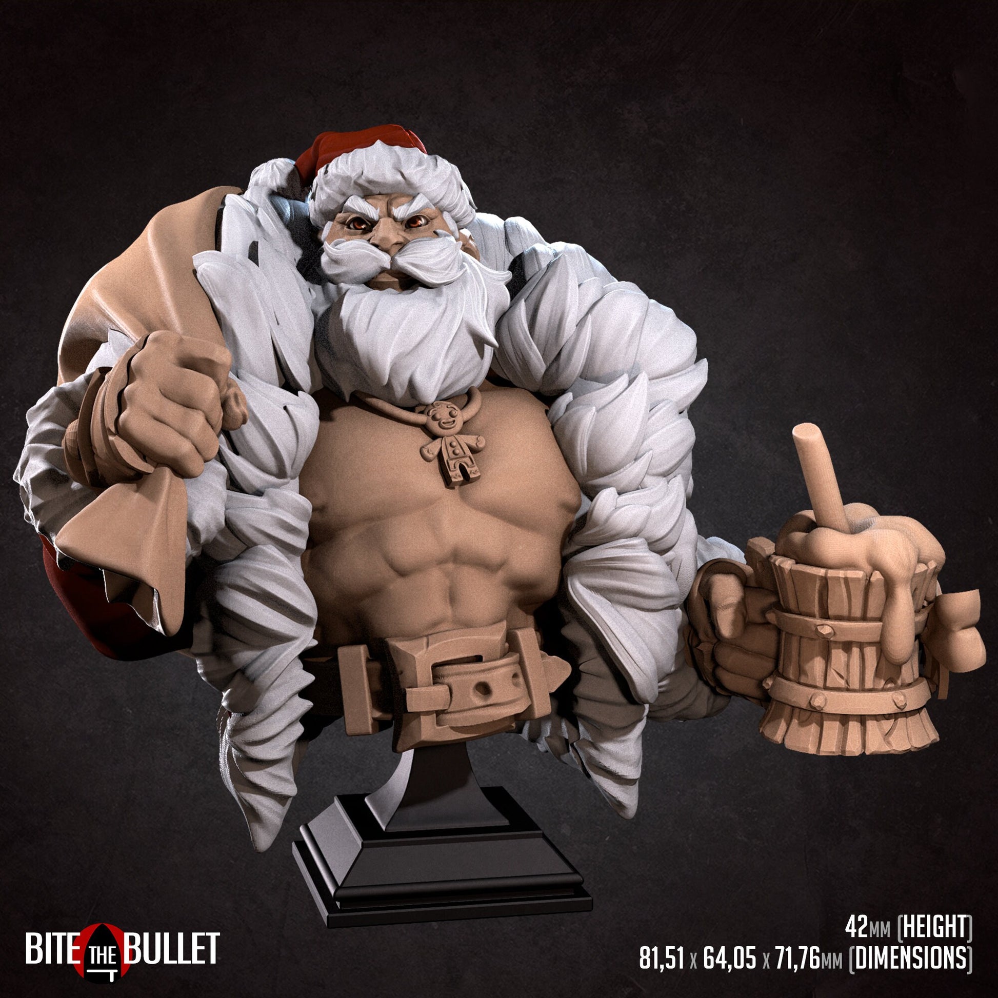 Klaus Bust | Bite The Bullet | Sexy Santa | Bullet Town Christmas | 35mm Scale Resin Printed Tabletop RPG Miniature Figures For DND 5E