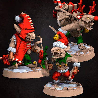 Christmas Kobold Set | Bite The Bullet | Bullet Town Christmas | 35mm Scale Resin Printed Tabletop RPG Miniature Figures For DND 5E