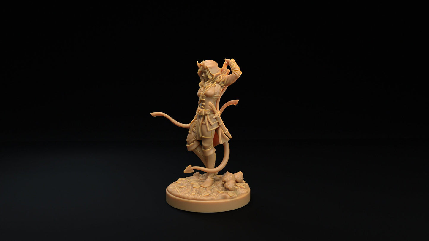 Tiefling Archer | Dragon Trappers Lodge | Winter Advent Calendar | 32mm Scale Resin Printed Tabletop RPG Figure For DND 5E and OPR