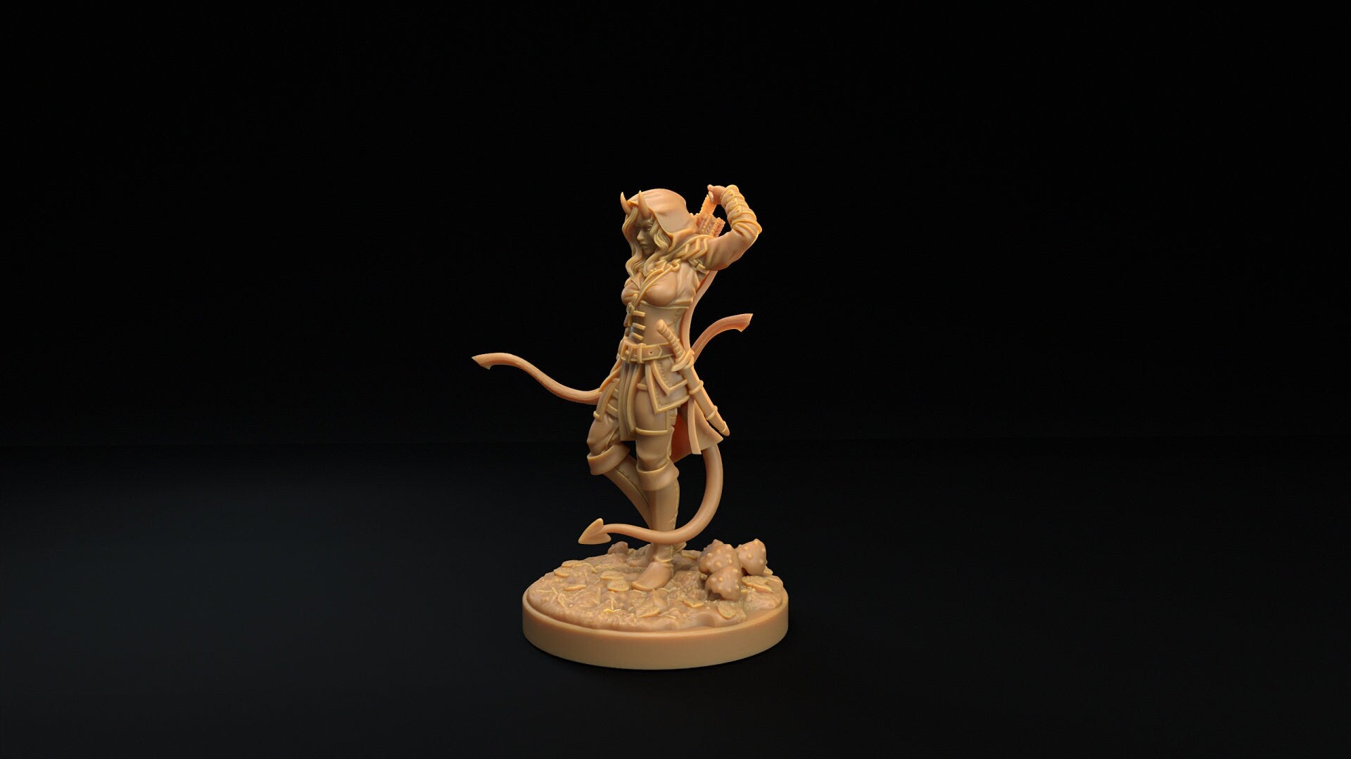 Tiefling Archer | Dragon Trappers Lodge | Winter Advent Calendar | 32mm Scale Resin Printed Tabletop RPG Figure For DND 5E and OPR