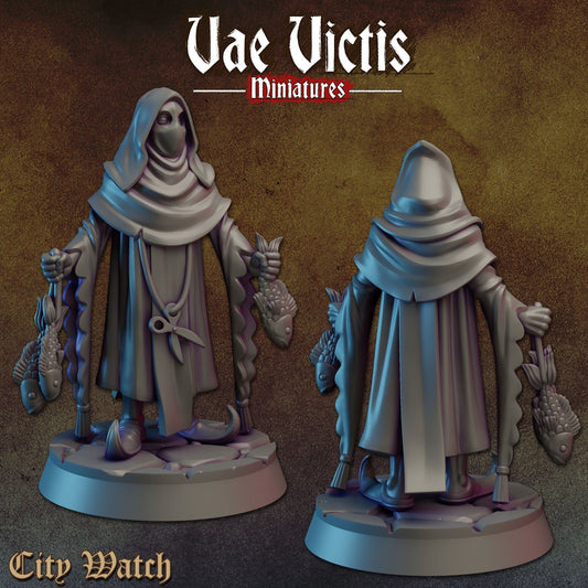 Strange Fish Vendor | Vae Victis Miniatures | City Watch | 32mm Scale Resin Printed Tabletop RPG Figures for Table Top Games or Wargaming