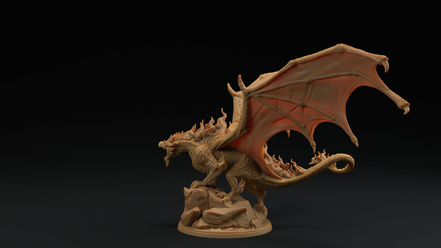 Infernorthor | Dragon Trappers Lodge | Draconic Tyrant | Fire Storm Dragon | 32mm Scale Resin Printed Tabletop RPG Figure For DND 5E