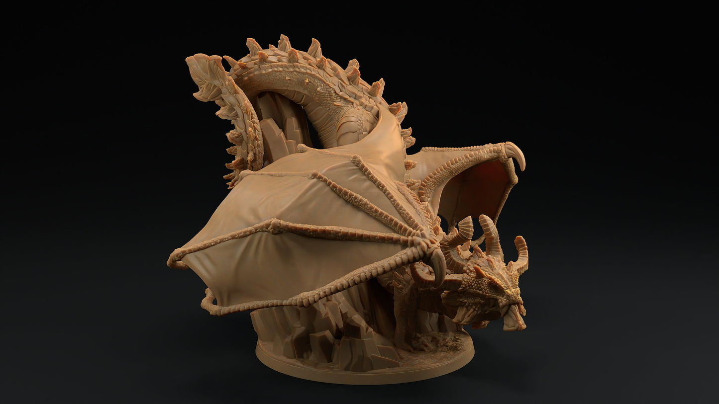 Grimgoreth | Dragon Trappers Lodge | Draconic Tyrant | Mountain Dragon | 32mm Scale Resin Printed Tabletop RPG Figure For DND 5E