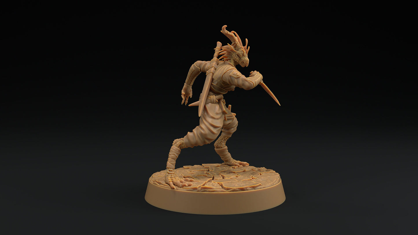 Nyxia Shadowblade | Dragon Trappers Lodge | Draconic Hero | Rogue Dragonborn | 32mm Scale Resin Printed Tabletop RPG Figure For DND 5E