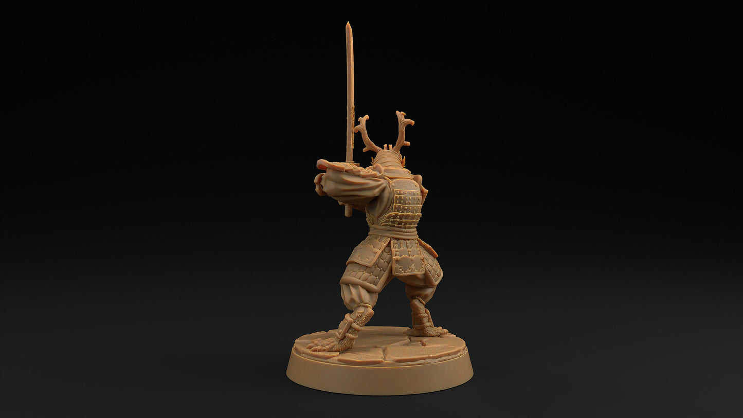Ryuji Jadescale | Dragon Trappers Lodge | Draconic Hero | Samurai Dragonborn | 32mm Scale Resin Printed Tabletop RPG Figure For DND 5E