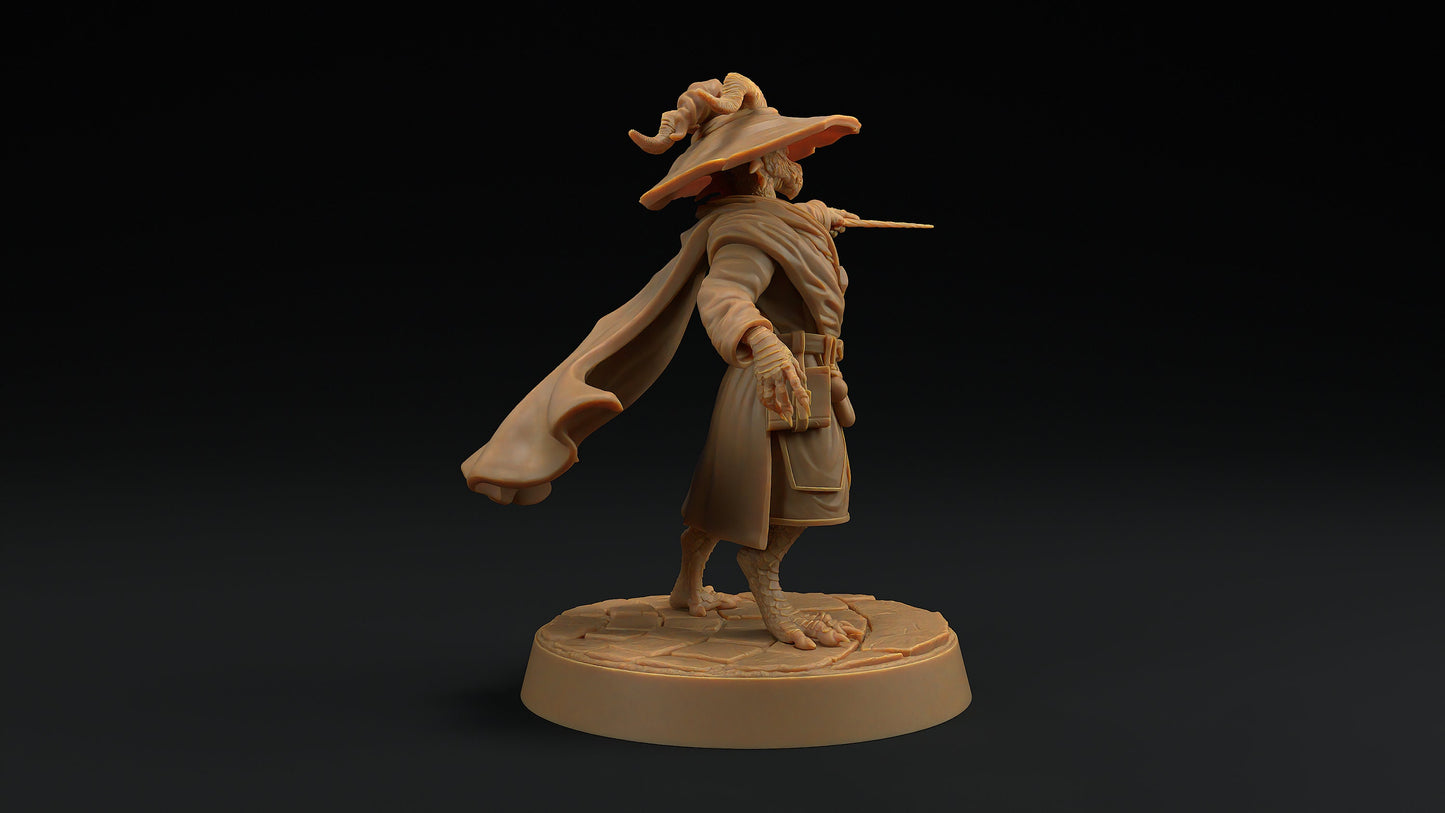 Scrymir, Draco Magus | Dragon Trappers Lodge | Draconic Hero | Wizard Dragonborn | 32mm Scale Resin Printed Tabletop RPG Figure For DND 5E