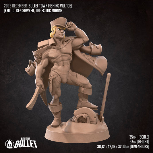 Exotic Marine | Bite The Bullet | Bullet Town Fishing Village | 35mm Scale Resin Printed Tabletop RPG Miniature Figures For DND 5E