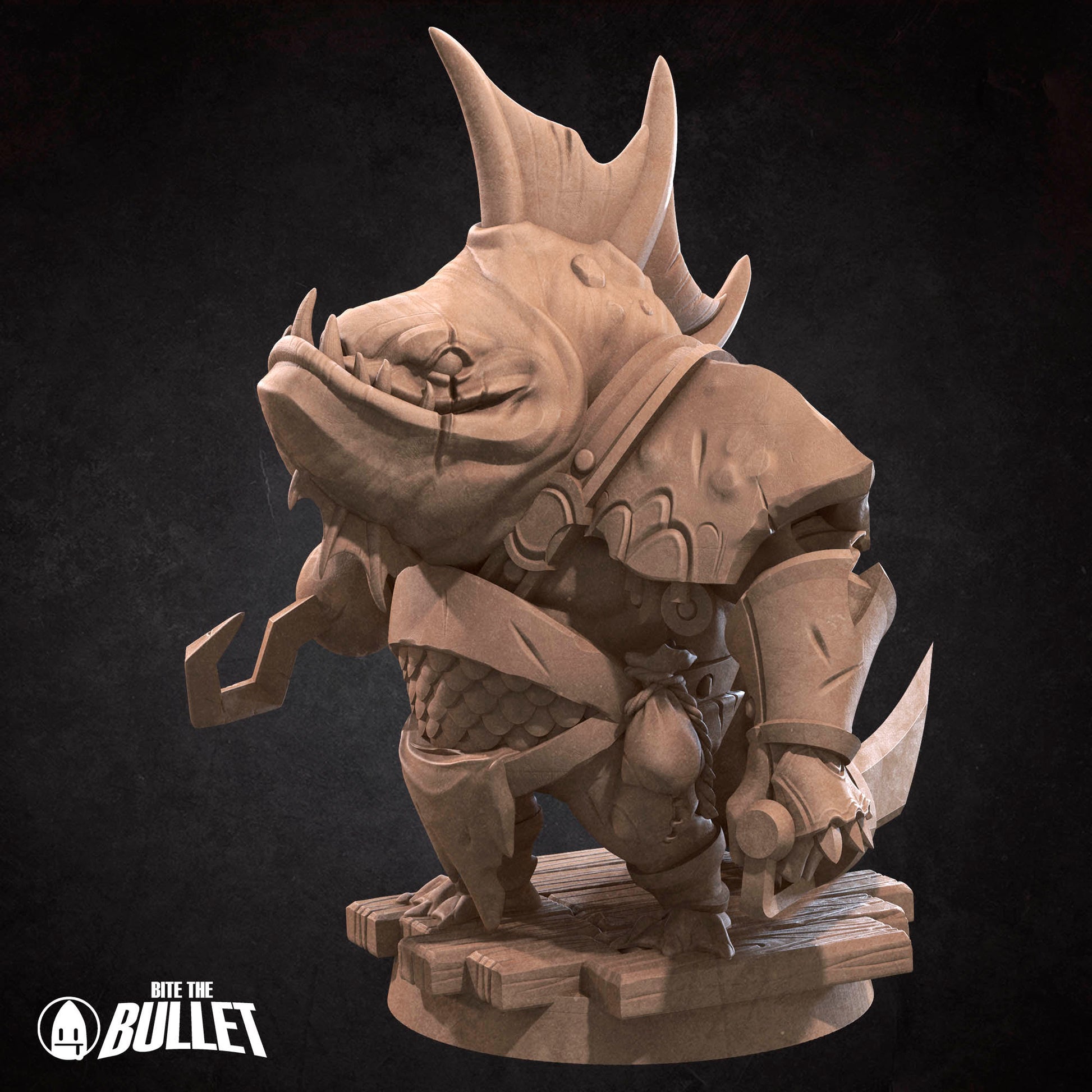 Locathah Hook Brute | Bite The Bullet | Bullet Town Fishing Village | 35mm Scale Resin Printed Tabletop RPG Miniature Figures For DND 5E