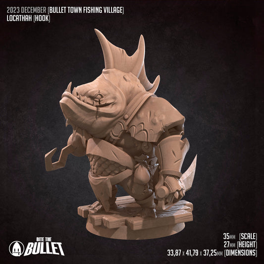 Locathah Hook Brute | Bite The Bullet | Bullet Town Fishing Village | 35mm Scale Resin Printed Tabletop RPG Miniature Figures For DND 5E
