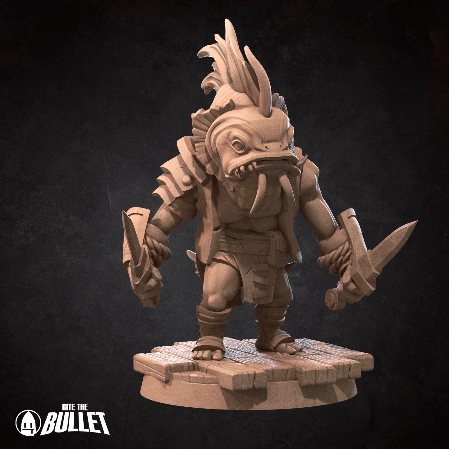 Locathah Dagger Bandit | Bite The Bullet | Bullet Town Fishing Village | 35mm Scale Resin Printed Tabletop RPG Miniature Figures For DND 5E