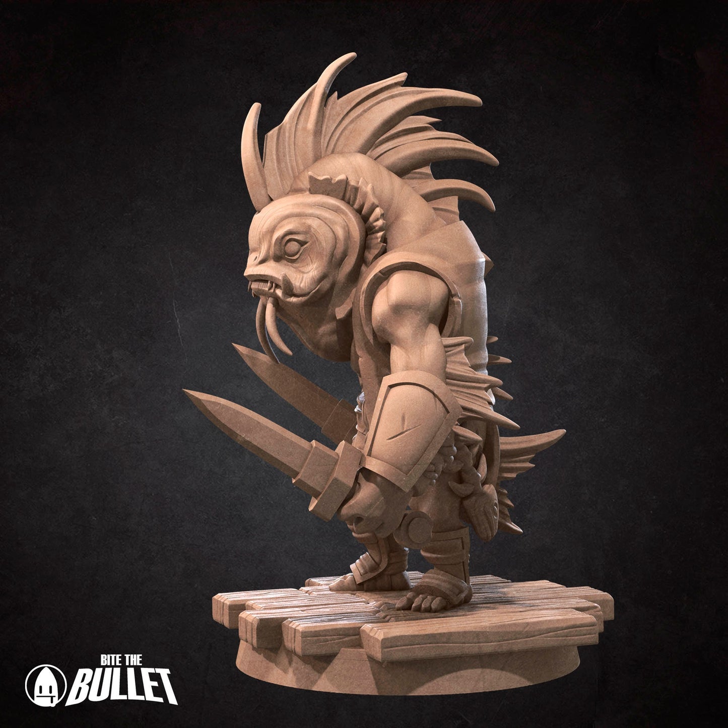 Locathah Dagger Bandit | Bite The Bullet | Bullet Town Fishing Village | 35mm Scale Resin Printed Tabletop RPG Miniature Figures For DND 5E