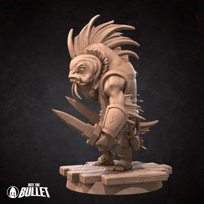 Locathah Dagger Bandit | Bite The Bullet | Bullet Town Fishing Village | 35mm Scale Resin Printed Tabletop RPG Miniature Figures For DND 5E