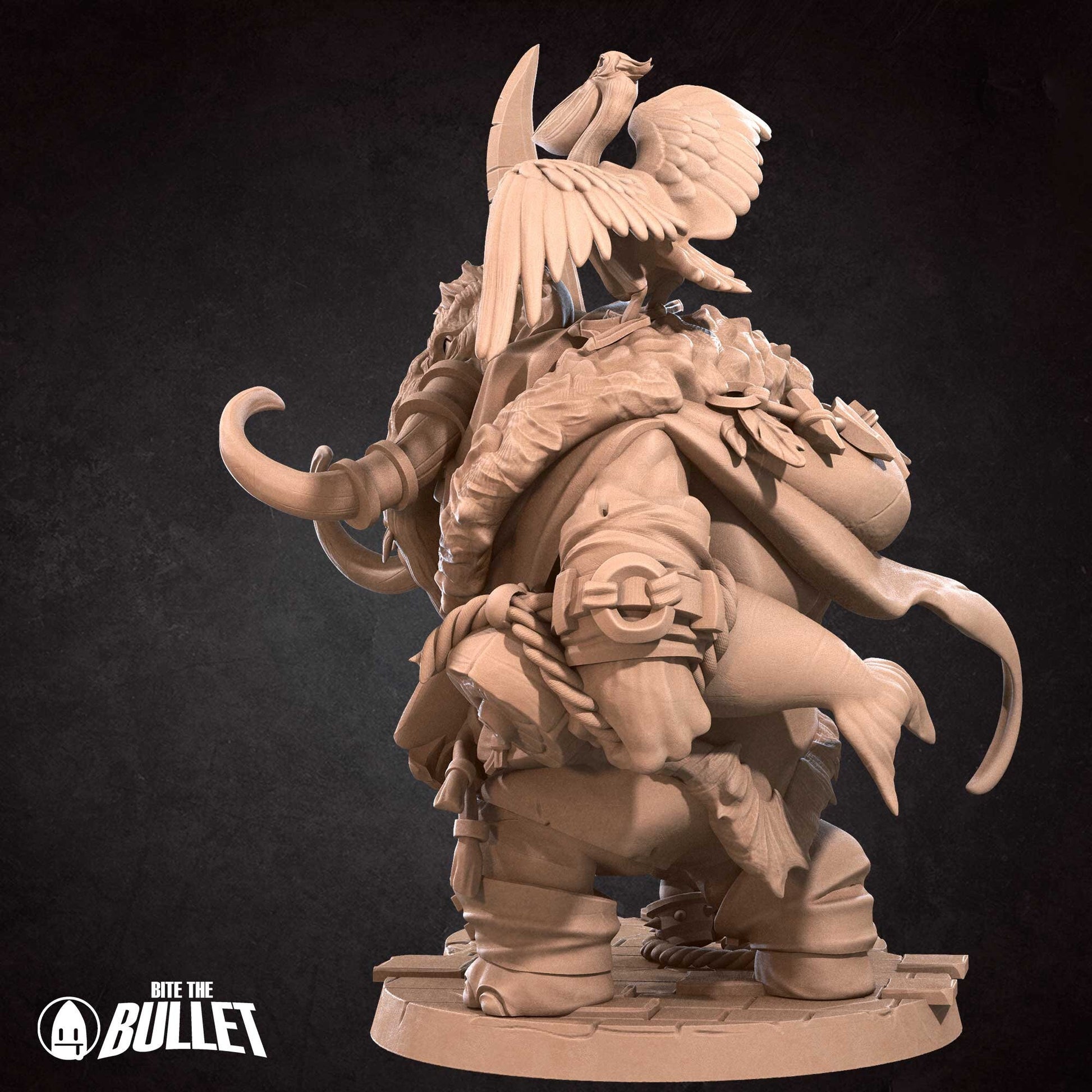 Loxodon Hunter | Bite The Bullet | Bullet Town Fishing Village | 35mm Scale Resin Printed Tabletop RPG Miniature Figures For DND 5E