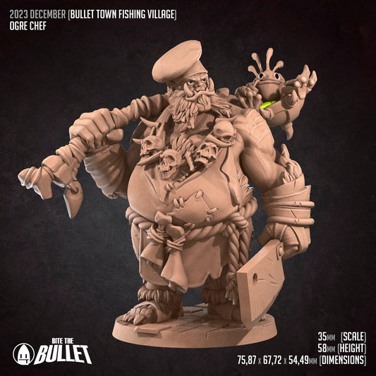 Ogre Chef | Bite The Bullet | Bullet Town Fishing Village | 35mm Scale Resin Printed Tabletop RPG Miniature Figures For DND 5E