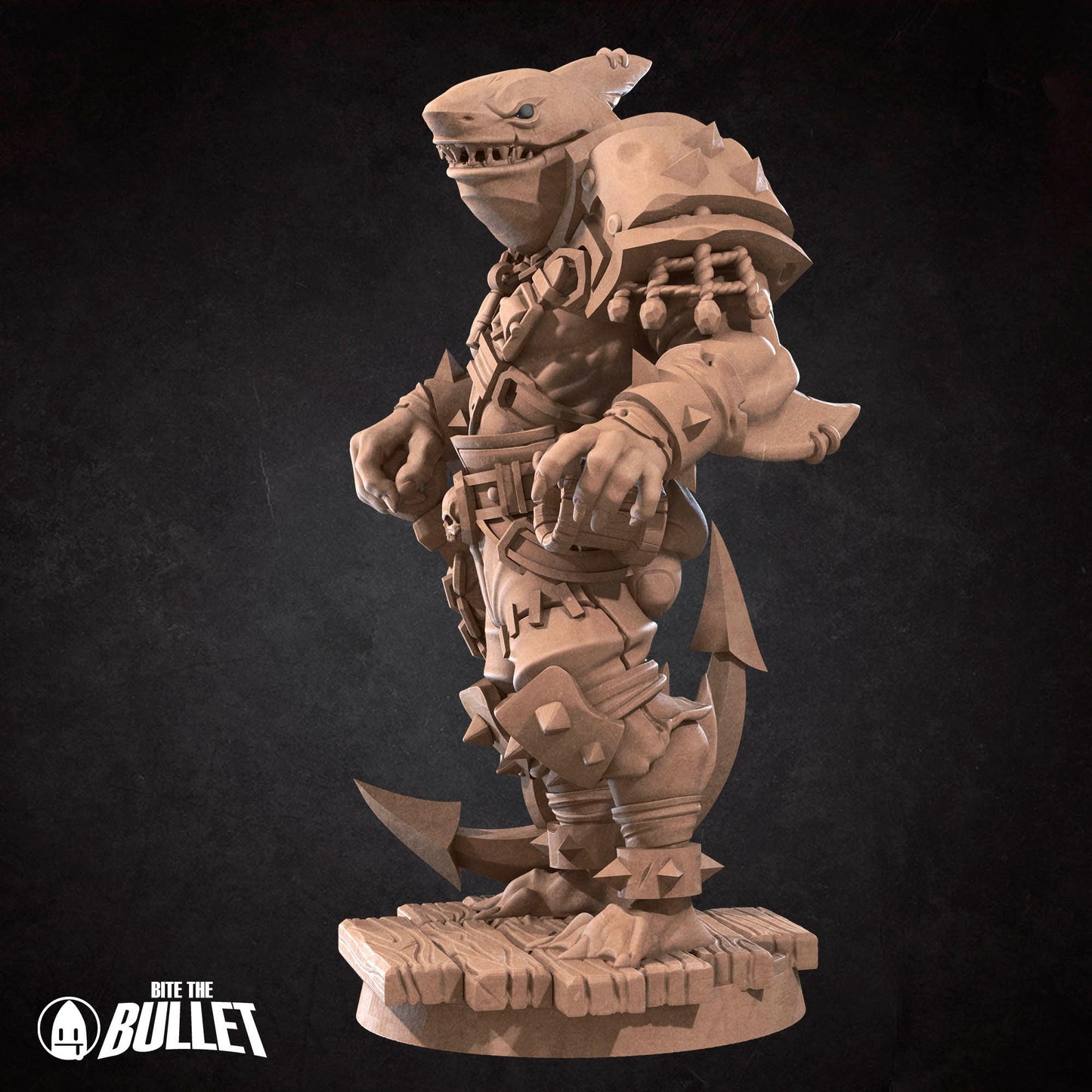 Sharkfolk Bandit Boss | Bite The Bullet | Bullet Town Fishing Village | 35mm Scale Resin Printed Tabletop RPG Miniature Figures For DND 5E