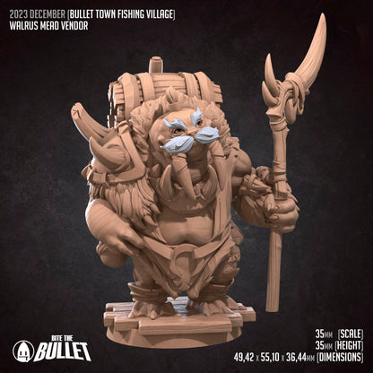 Walrus Mead Vendor | Bite The Bullet | Bullet Town Fishing Village | 35mm Scale Resin Printed Tabletop RPG Miniature Figures For DND 5E