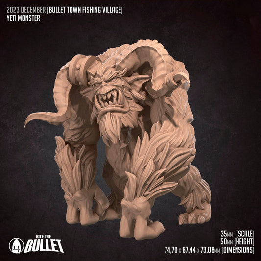 Yeti Monster | Bite The Bullet | Bullet Town Fishing Village | 35mm Scale Resin Printed Tabletop RPG Miniature Figures For DND 5E