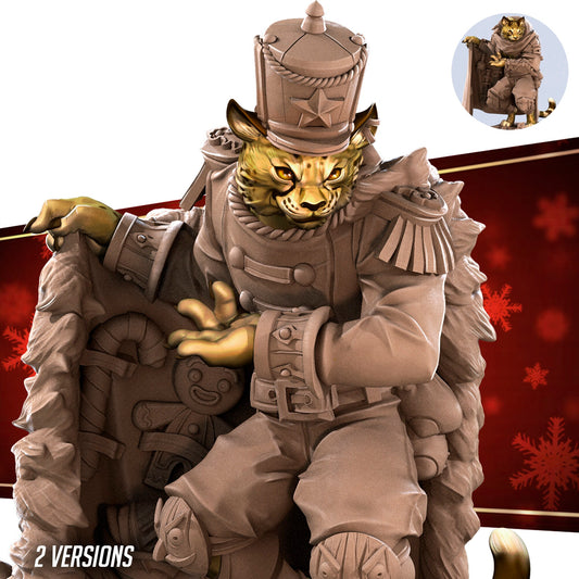 Christmas Smuggler Tabaxi | Bite The Bullet | Bullet Town Christmas | 35mm Scale Resin Printed Tabletop RPG Miniature Figures For DND 5E
