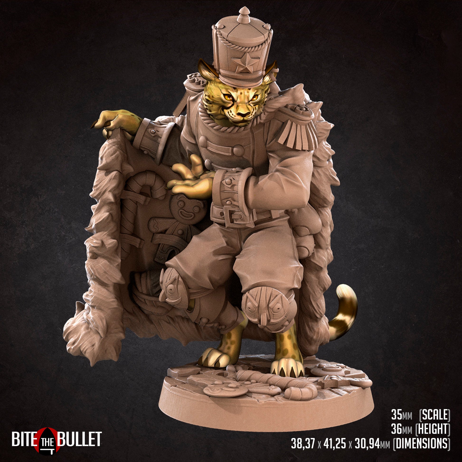 Christmas Smuggler Tabaxi | Bite The Bullet | Bullet Town Christmas | 35mm Scale Resin Printed Tabletop RPG Miniature Figures For DND 5E