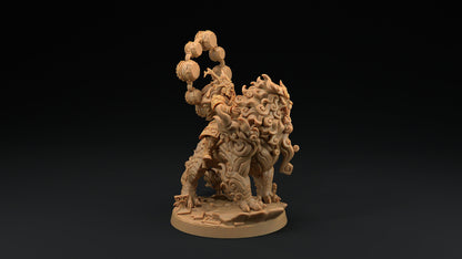 Komainu Mounted Samurai Celestial | Dragon Trappers Lodge | Chosen Of The Kami | 32mm Scale Resin Printed Tabletop RPG Figure For DND