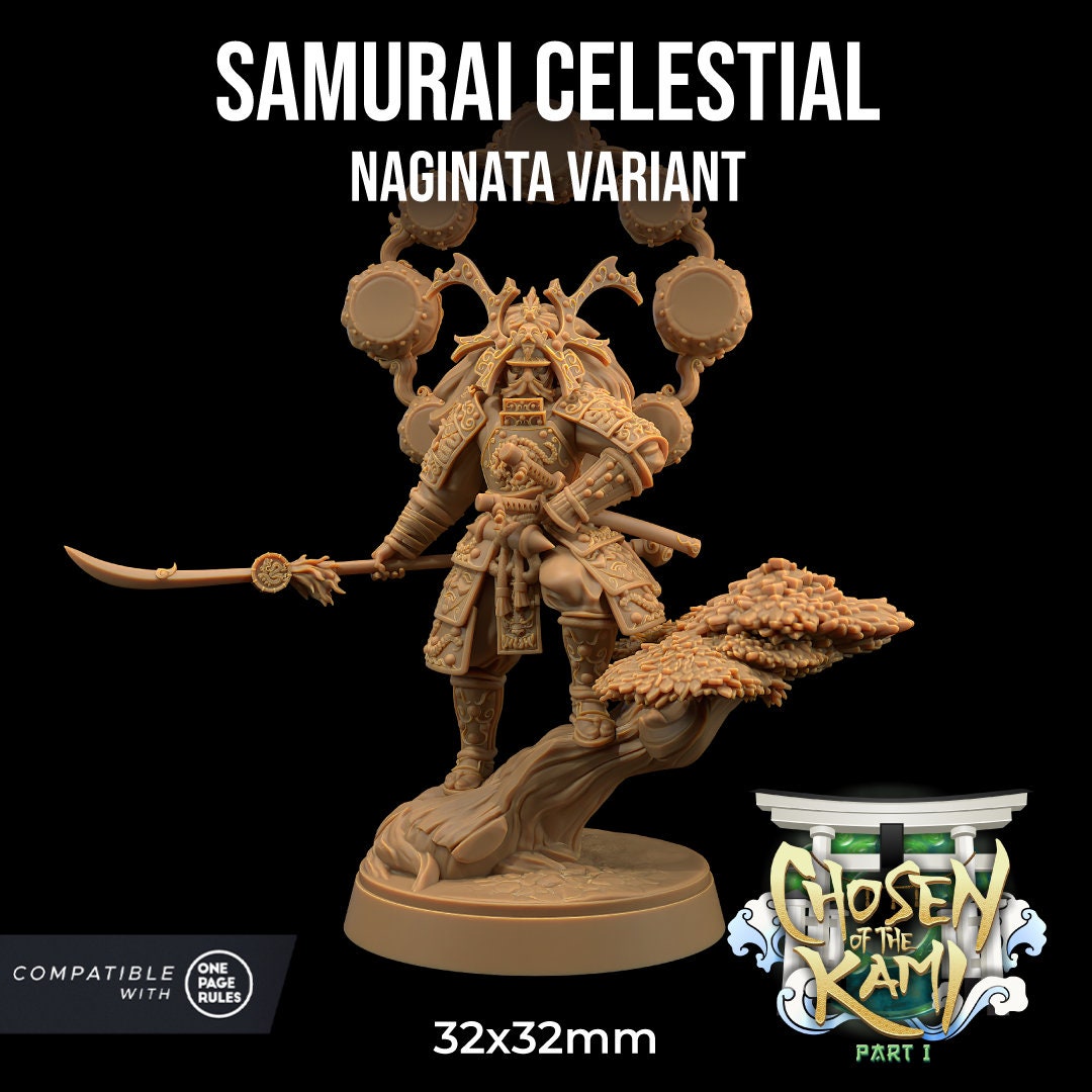 Komainu Mounted Samurai Celestial | Dragon Trappers Lodge | Chosen Of The Kami | 32mm Scale Resin Printed Tabletop RPG Figure For DND