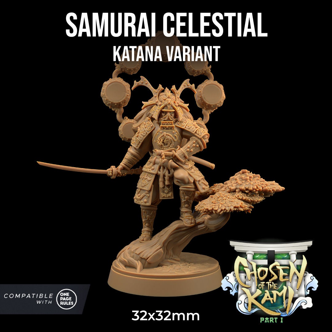 Komainu Mounted Samurai Celestial | Dragon Trappers Lodge | Chosen Of The Kami | 32mm Scale Resin Printed Tabletop RPG Figure For DND