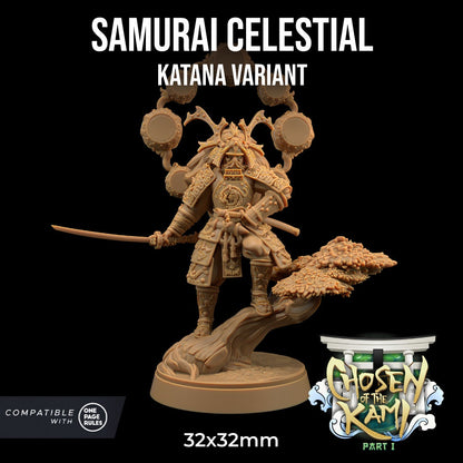 Komainu Mounted Samurai Celestial | Dragon Trappers Lodge | Chosen Of The Kami | 32mm Scale Resin Printed Tabletop RPG Figure For DND