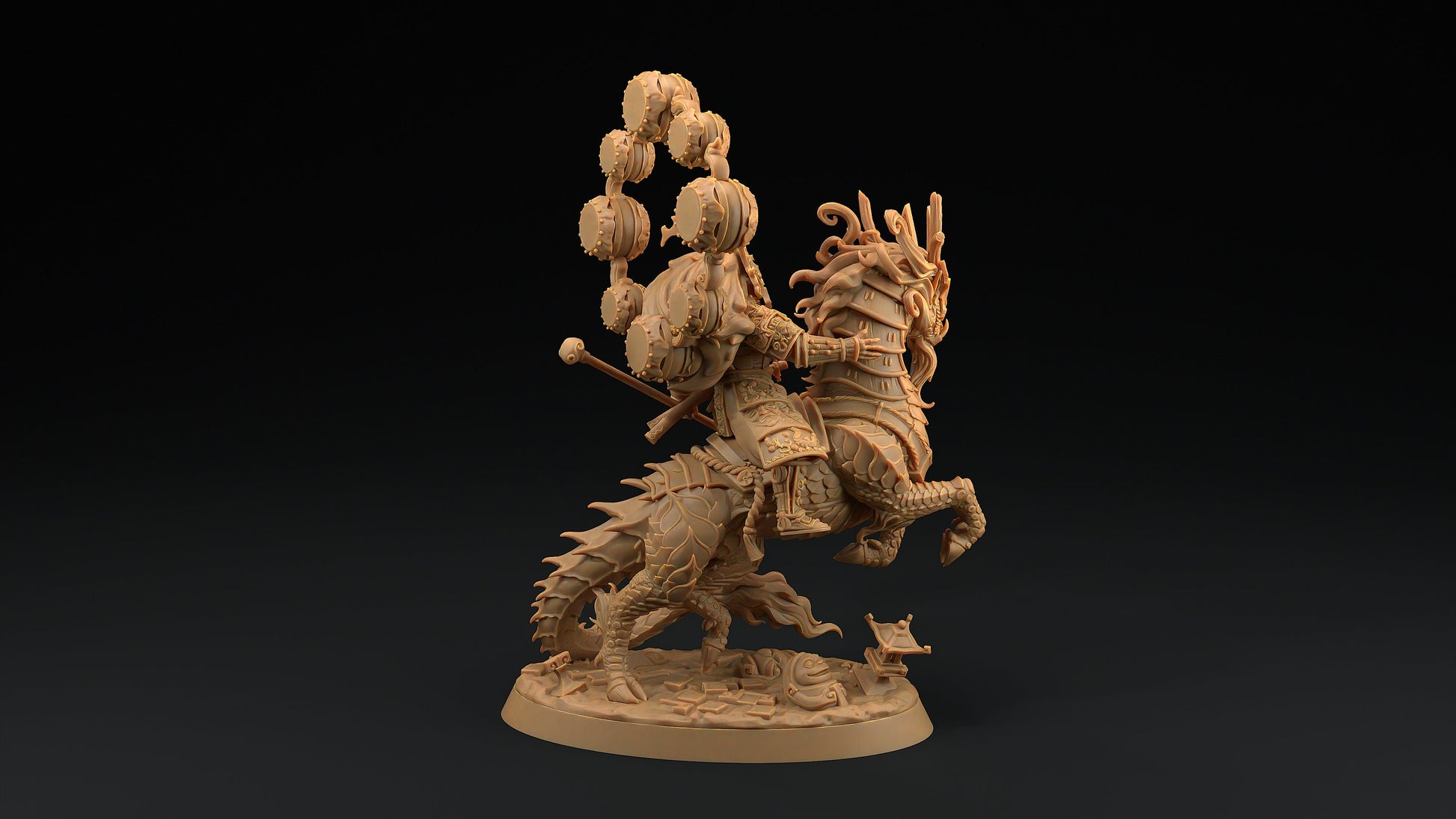 Kirin Mounted Samurai Celestial | Dragon Trappers Lodge | Chosen Of The Kami | 32mm Scale Resin Printed Tabletop RPG Figure For DND