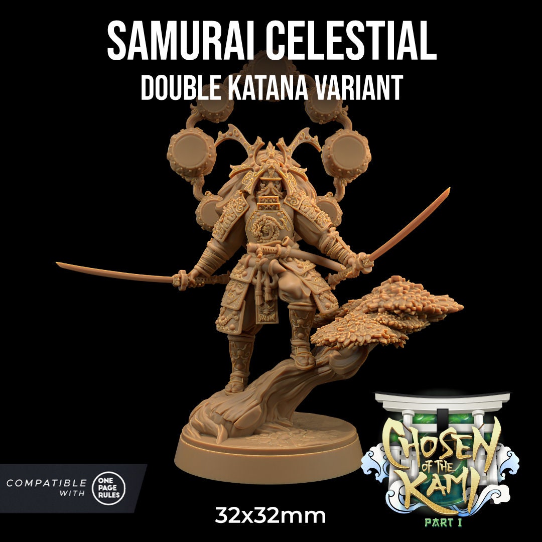 Samurai Celestial | Dragon Trappers Lodge | Chosen Of The Kami | 32mm Scale Resin Printed Tabletop RPG Figure For DND