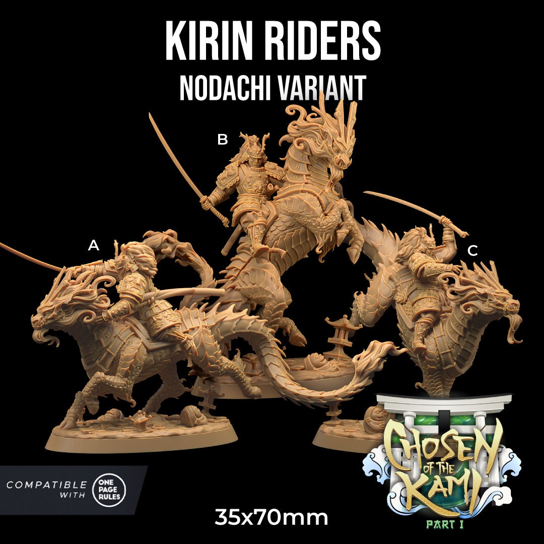 Kirin Riders Set | Dragon Trappers Lodge | Chosen Of The Kami | 32mm Scale Resin Printed Tabletop RPG Figure For DND