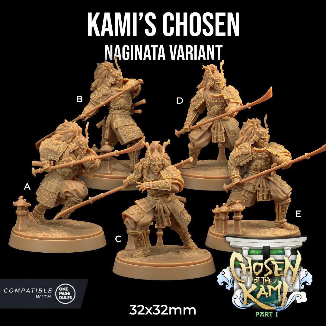 Kami's Chosen Samurai Set | Dragon Trappers Lodge | Chosen Of The Kami | 32mm Scale Resin Printed Tabletop RPG Figure For DND