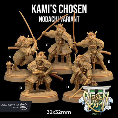 Kami's Chosen Samurai Set | Dragon Trappers Lodge | Chosen Of The Kami | 32mm Scale Resin Printed Tabletop RPG Figure For DND
