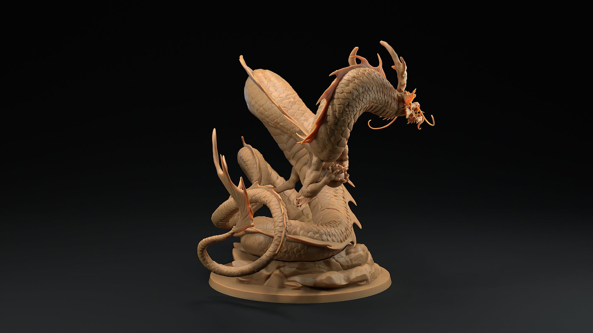 Fire Dragon | Dragon Trappers Lodge | Chosen Of The Kami | 32mm Scale Resin Printed Tabletop RPG Figure For DND