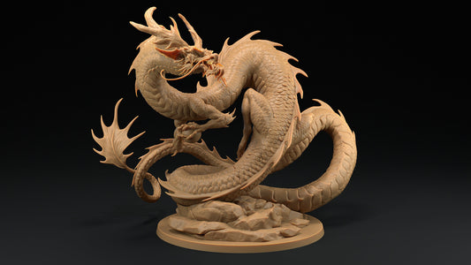 Fire Dragon | Dragon Trappers Lodge | Chosen Of The Kami | 32mm Scale Resin Printed Tabletop RPG Figure For DND