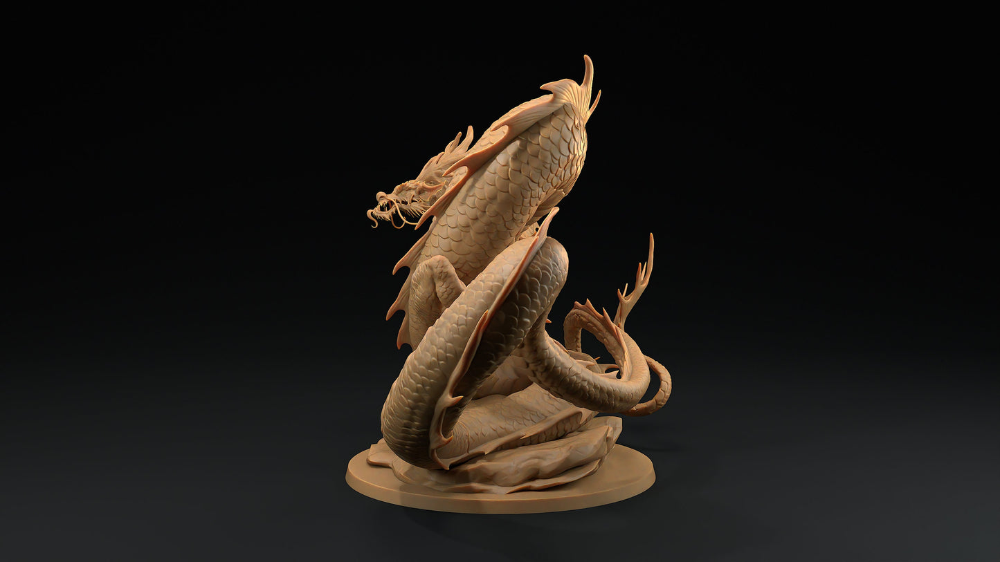 Fire Dragon | Dragon Trappers Lodge | Chosen Of The Kami | 32mm Scale Resin Printed Tabletop RPG Figure For DND