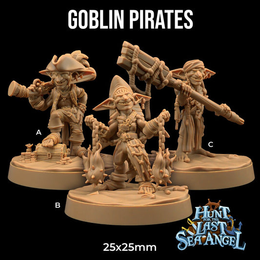 Goblin Pirates Set | Dragon Trappers Lodge | Hunt for The Last Sea Angel | 32mm Scale Resin Printed Tabletop RPG Figure For DND