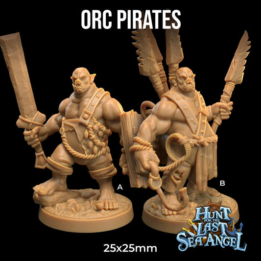 Orc Pirates Set | Dragon Trappers Lodge | Hunt for The Last Sea Angel | 32mm Scale Resin Printed Tabletop RPG Figure For DND