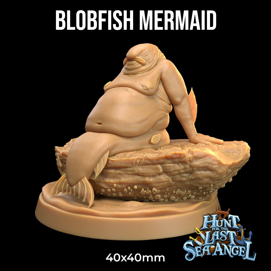 Blobfish Mermaid | Dragon Trappers Lodge | Hunt for The Last Sea Angel | 32mm Scale Resin Printed Tabletop RPG Figure For DND