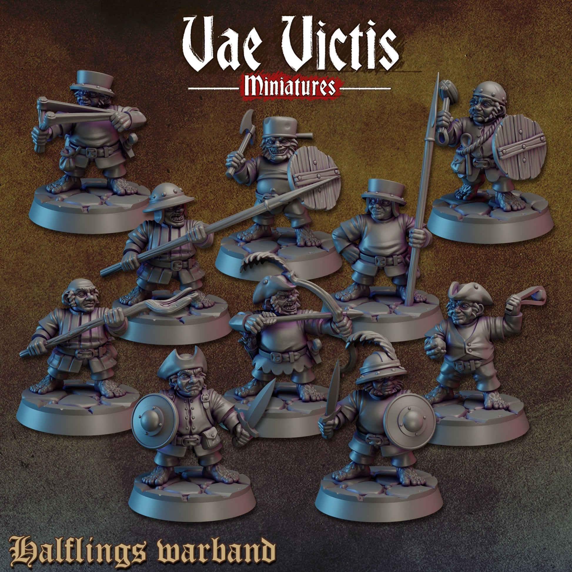 Halfling Warband Set | Vae Victis Miniatures | 32mm Scale Resin Printed Tabletop RPG Figures for Tabletop Roleplaying or Wargaming