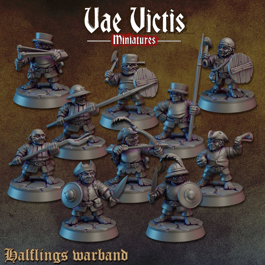 Halfling Warband Set | Vae Victis Miniatures | 32mm Scale Resin Printed Tabletop RPG Figures for Tabletop Roleplaying or Wargaming