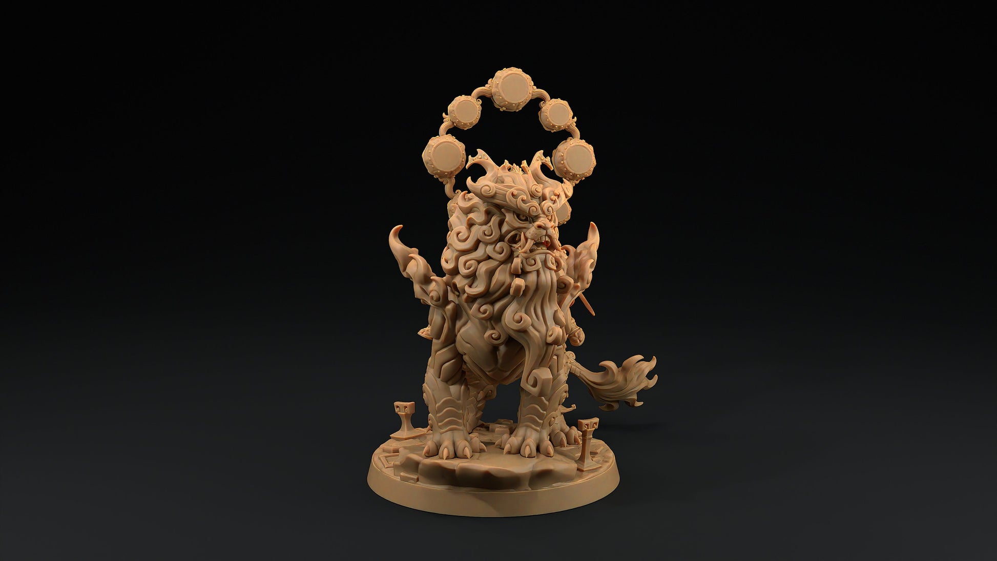 Komainu Mounted Samurai Celestial | Dragon Trappers Lodge | Chosen Of The Kami | 32mm Scale Resin Printed Tabletop RPG Figure For DND