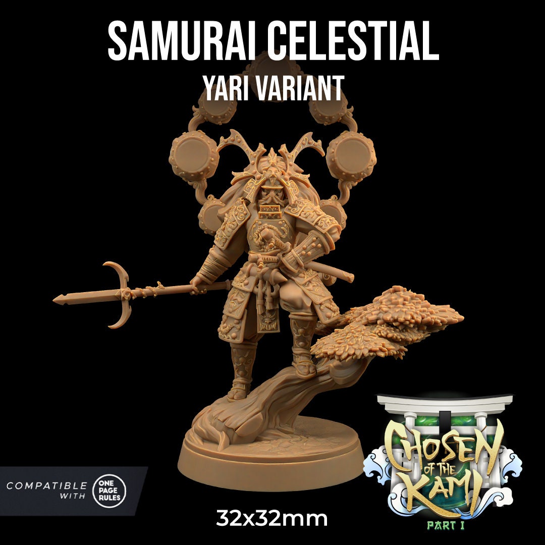 Komainu Mounted Samurai Celestial | Dragon Trappers Lodge | Chosen Of The Kami | 32mm Scale Resin Printed Tabletop RPG Figure For DND