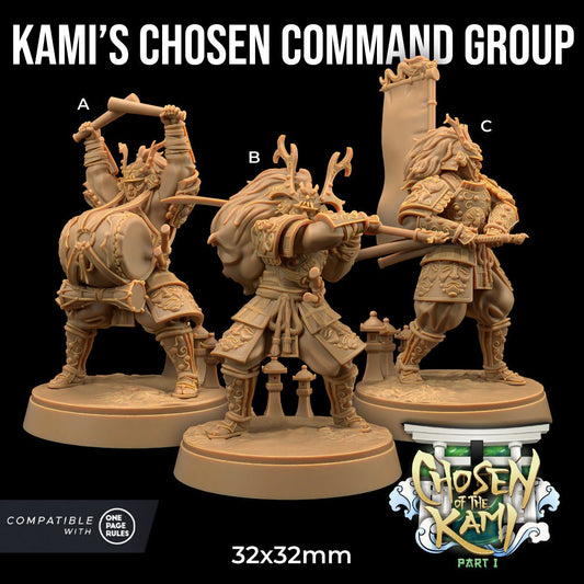 Kami's Chosen Command Group Set | Dragon Trappers Lodge | Chosen Of The Kami | 32mm Scale Resin Printed Tabletop RPG Figure For DND
