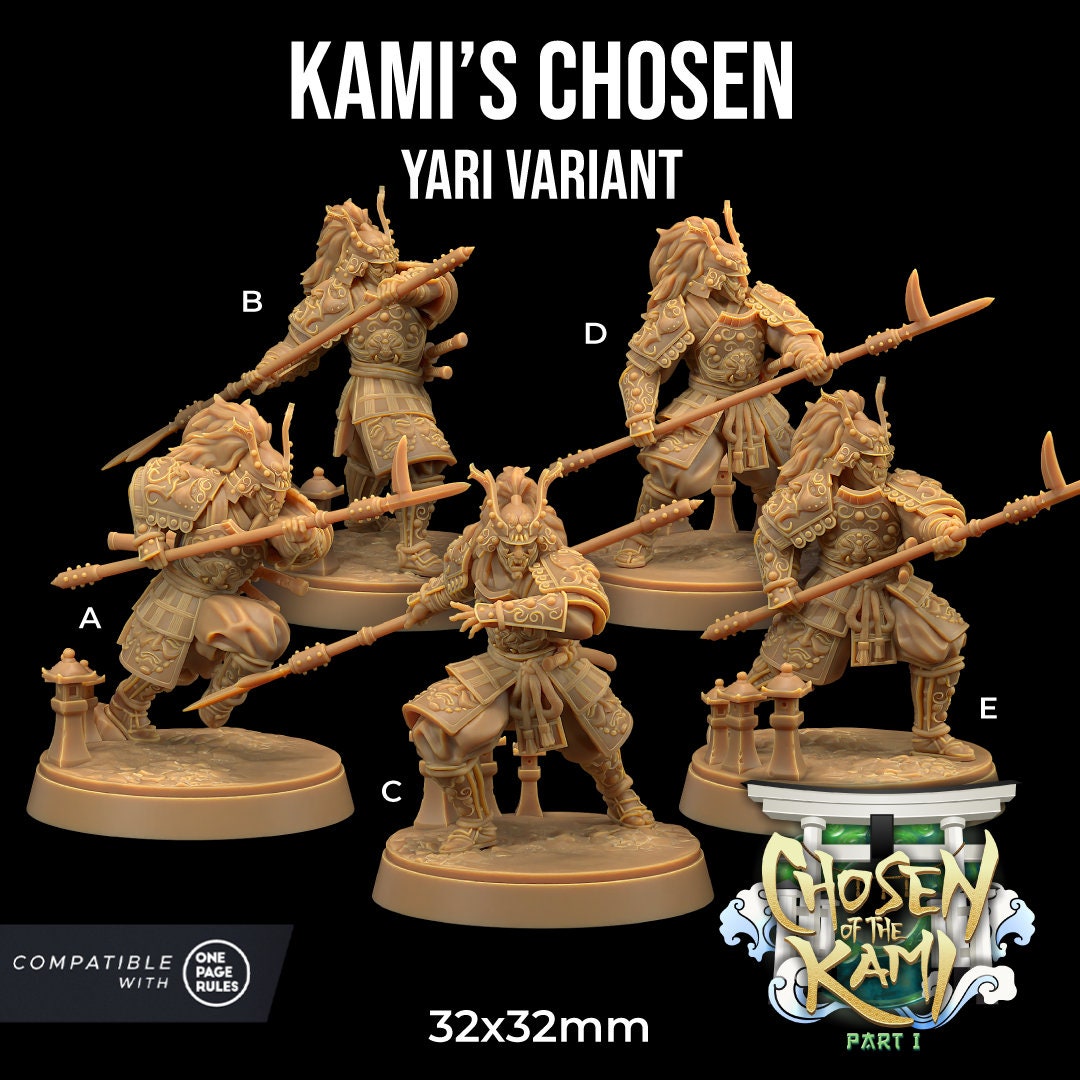 Kami's Chosen Samurai Set | Dragon Trappers Lodge | Chosen Of The Kami | 32mm Scale Resin Printed Tabletop RPG Figure For DND