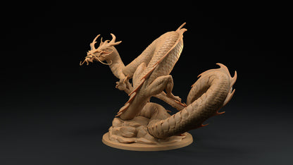 Fire Dragon | Dragon Trappers Lodge | Chosen Of The Kami | 32mm Scale Resin Printed Tabletop RPG Figure For DND