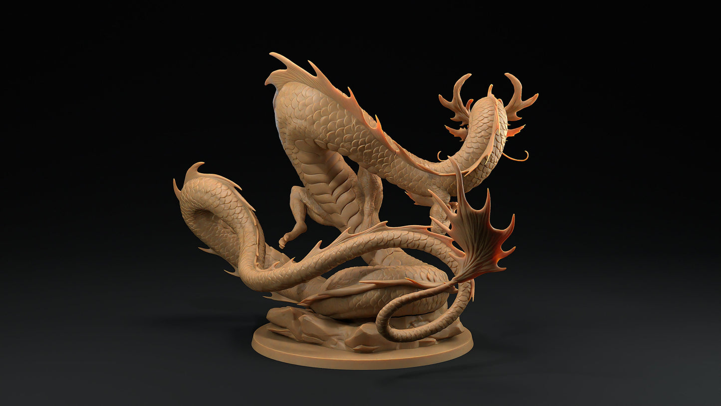 Fire Dragon | Dragon Trappers Lodge | Chosen Of The Kami | 32mm Scale Resin Printed Tabletop RPG Figure For DND