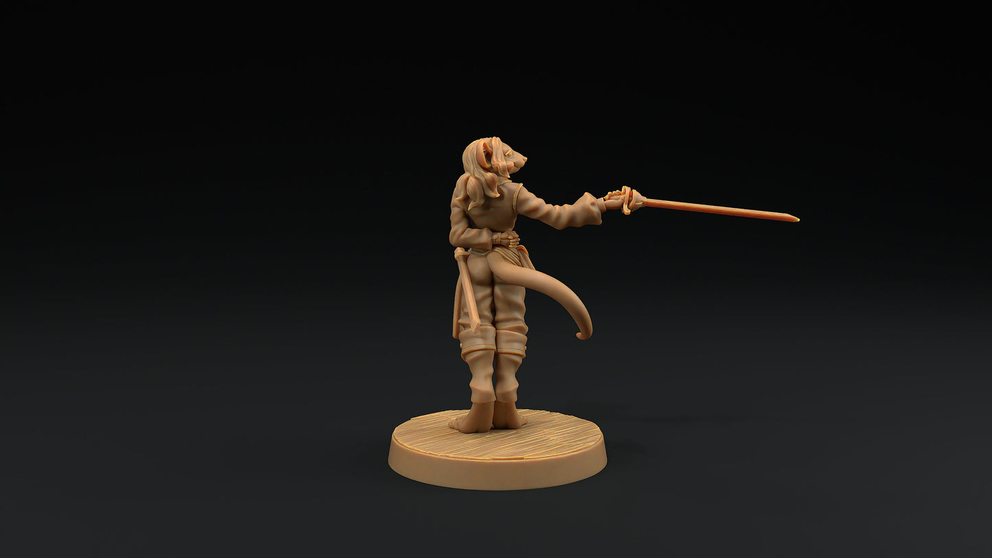 Millie, The Ratfolk Fencer | Dragon Trappers Lodge | Hunt for The Last Sea Angel | 32mm Scale Resin Printed Tabletop RPG Figure For DND