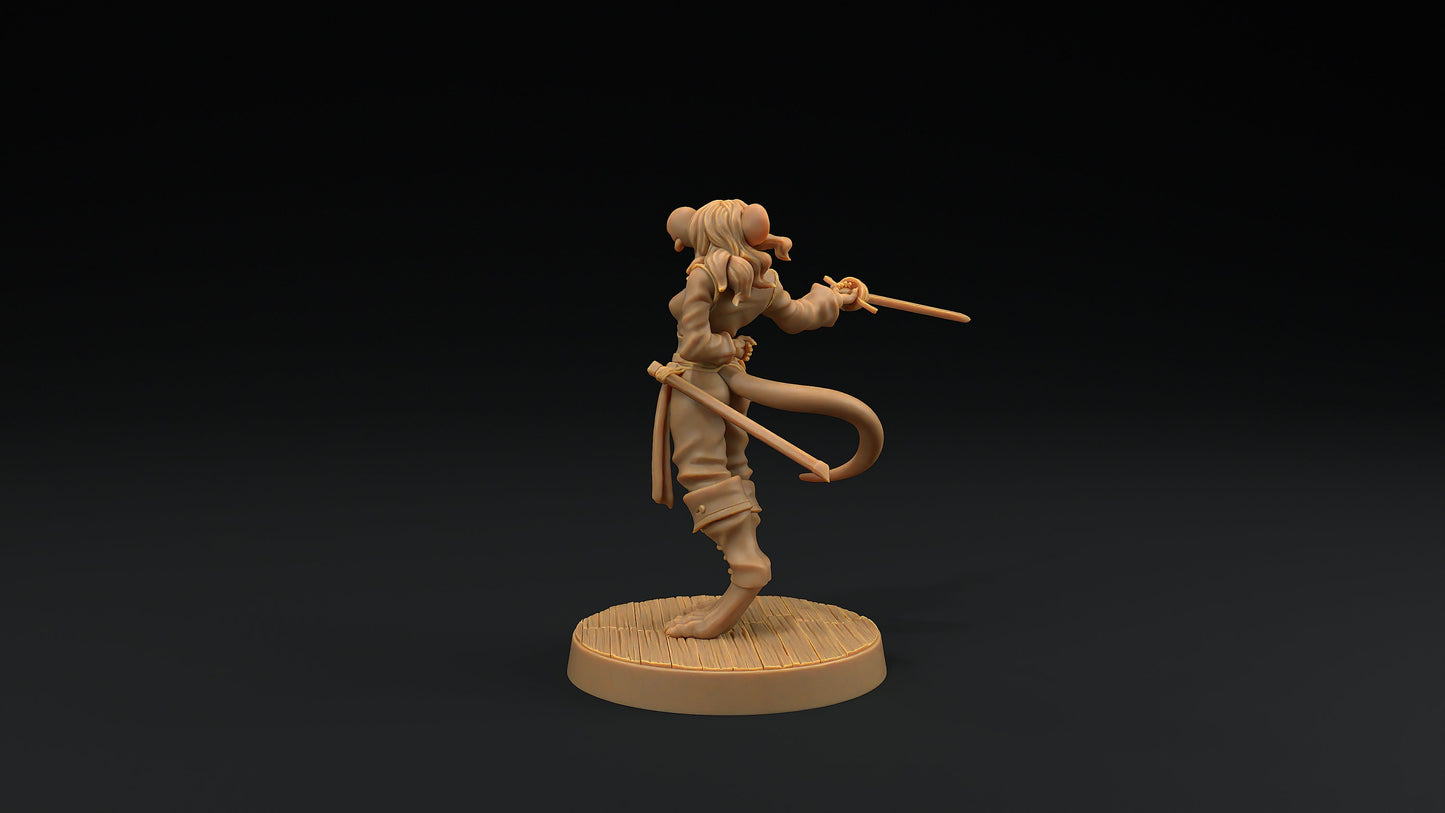 Millie, The Ratfolk Fencer | Dragon Trappers Lodge | Hunt for The Last Sea Angel | 32mm Scale Resin Printed Tabletop RPG Figure For DND