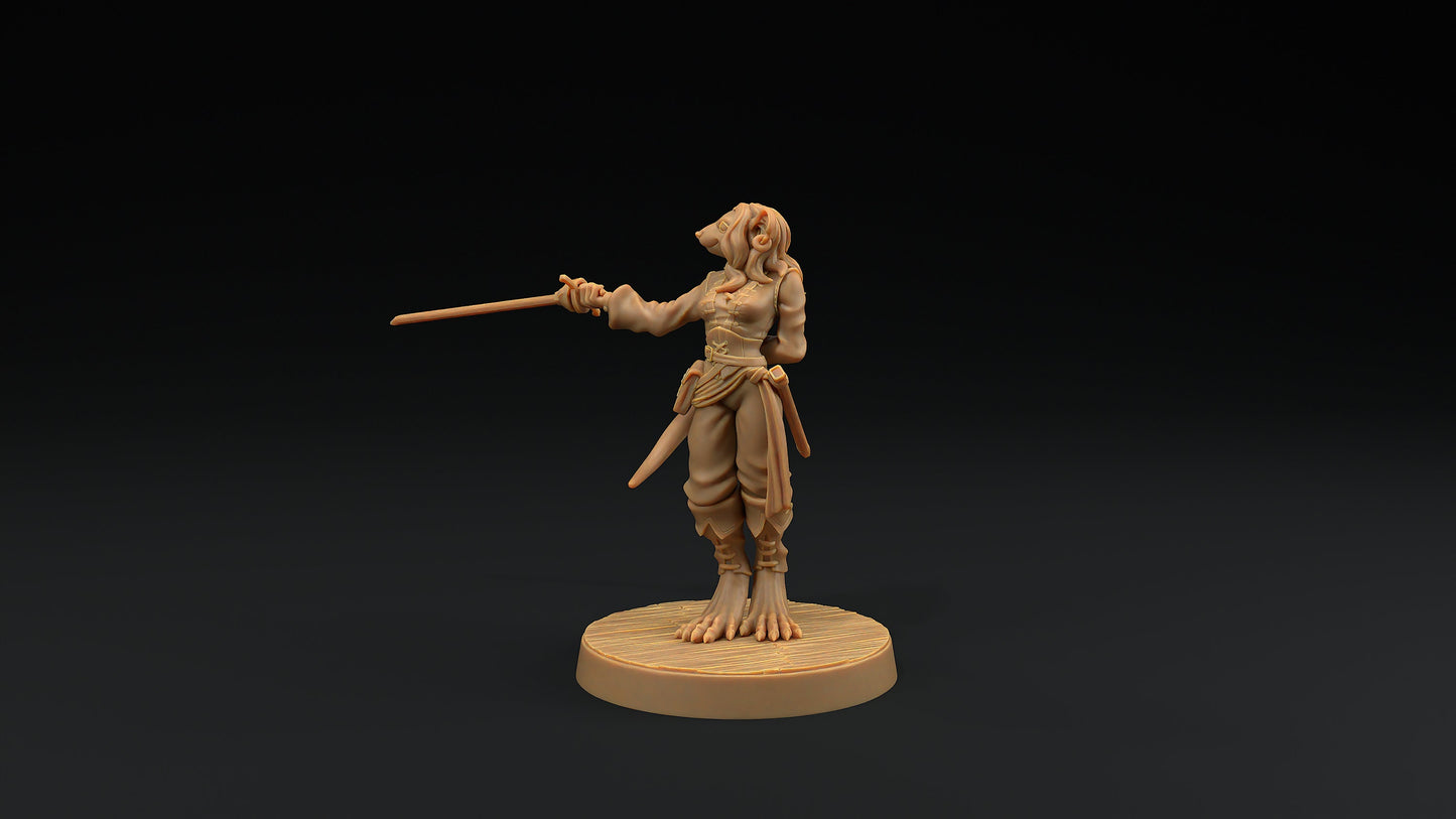 Millie, The Ratfolk Fencer | Dragon Trappers Lodge | Hunt for The Last Sea Angel | 32mm Scale Resin Printed Tabletop RPG Figure For DND